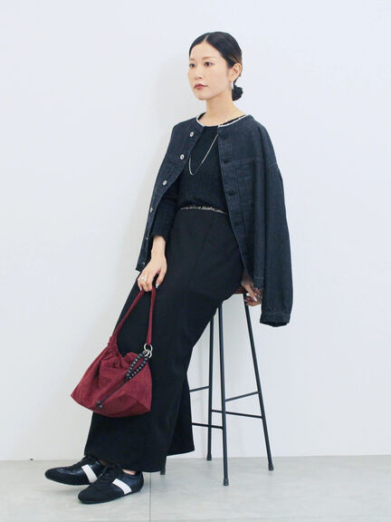 【ECO DENIM 】 ノーカラーブルゾン（チャコールグレー/ブラウン/ブルー）｜Samansa Mos2 blue（サマンサモスモス ブルー）通販