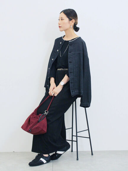 【ECO DENIM 】 ノーカラーブルゾン（チャコールグレー/ブラウン/ブルー）｜Samansa Mos2 blue（サマンサモスモス ブルー）通販