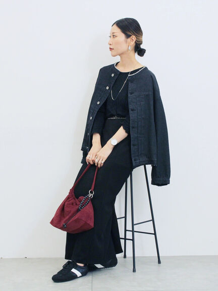 【ECO DENIM 】 ノーカラーブルゾン（チャコールグレー/ブラウン/ブルー）｜Samansa Mos2 blue（サマンサモスモス ブルー）通販