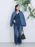 【ECO DENIM 】 ノーカラーブルゾン（チャコールグレー/ブラウン/ブルー）｜Samansa Mos2 blue（サマンサモスモス ブルー）通販
