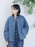 【ECO DENIM 】 ノーカラーブルゾン（チャコールグレー/ブラウン/ブルー）｜Samansa Mos2 blue（サマンサモスモス ブルー）通販