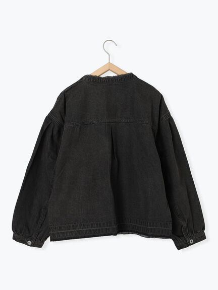 【ECO DENIM 】 ノーカラーブルゾン（チャコールグレー/ブラウン/ブルー）｜Samansa Mos2 blue（サマンサモスモス ブルー）通販
