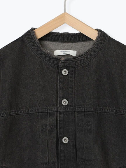 【ECO DENIM 】 ノーカラーブルゾン（チャコールグレー/ブラウン/ブルー）｜Samansa Mos2 blue（サマンサモスモス ブルー）通販