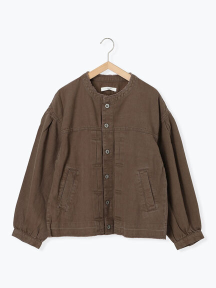 【ECO DENIM 】 ノーカラーブルゾン（チャコールグレー/ブラウン/ブルー）｜Samansa Mos2 blue（サマンサモスモス ブルー）通販