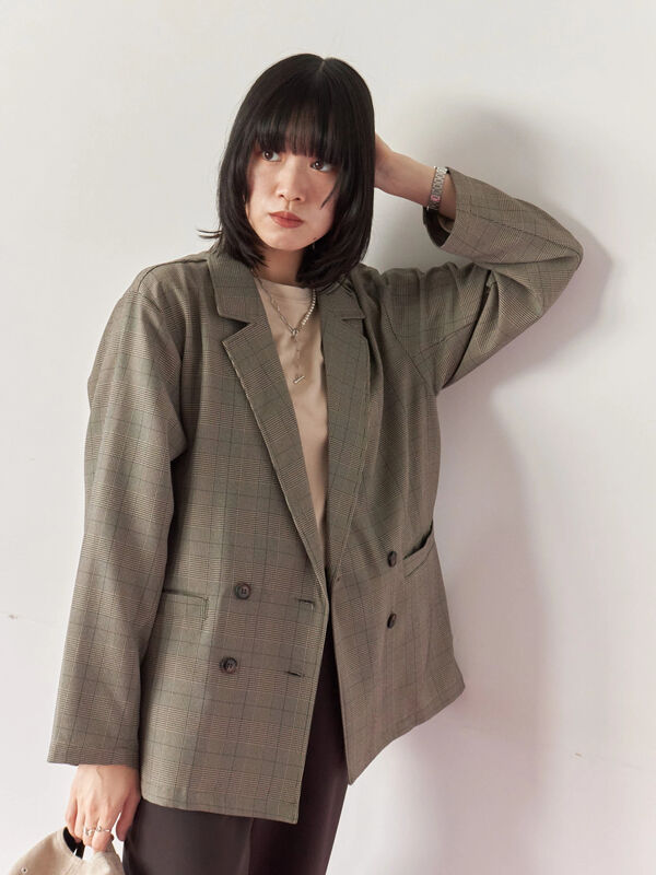 セール】 アソートダブルジャケット（チャコールグレー/ベージュ