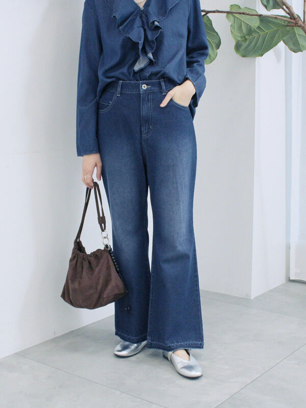 【ECO DENIM 】 フレアパンツ（チャコールグレー/ブルー/ネイビー）｜Samansa Mos2 blue（サマンサモスモス ブルー）通販