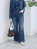 【ECO DENIM 】 フレアパンツ（ネイビー）｜Samansa Mos2 blue（サマンサモスモス ブルー）通販