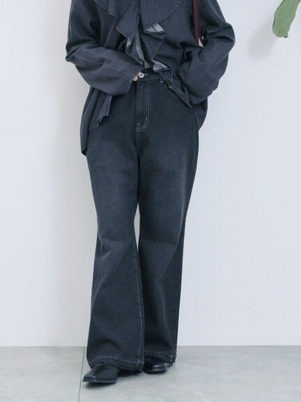【ECO DENIM 】 フレアパンツ（チャコールグレー/ブルー/ネイビー）｜Samansa Mos2 blue（サマンサモスモス ブルー）通販