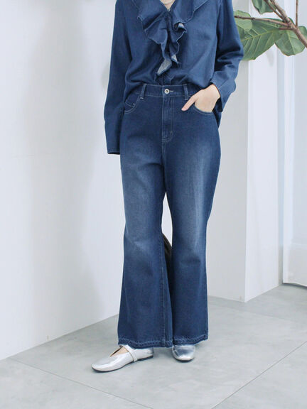 【ECO DENIM 】 フレアパンツ（チャコールグレー/ブルー/ネイビー）｜Samansa Mos2 blue（サマンサモスモス ブルー）通販