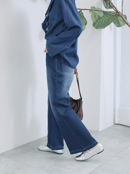 【ECO DENIM 】 フレアパンツ（チャコールグレー/ブルー/ネイビー）｜Samansa Mos2 blue（サマンサモスモス ブルー）通販