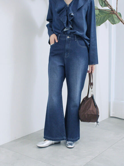 【ECO DENIM 】 フレアパンツ（チャコールグレー/ブルー/ネイビー）｜Samansa Mos2 blue（サマンサモスモス ブルー）通販