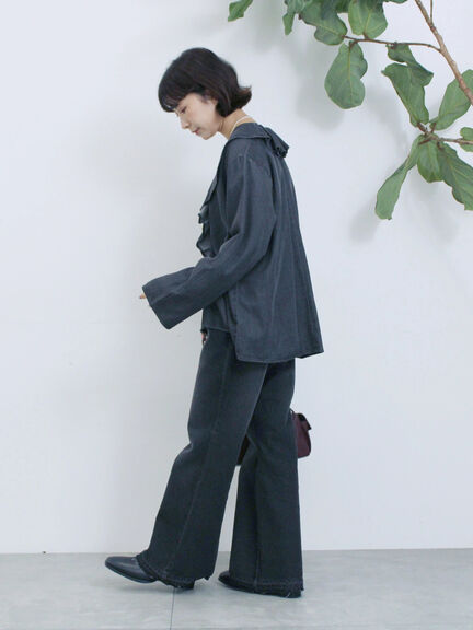 【ECO DENIM 】 フレアパンツ（チャコールグレー/ブルー/ネイビー）｜Samansa Mos2 blue（サマンサモスモス ブルー）通販