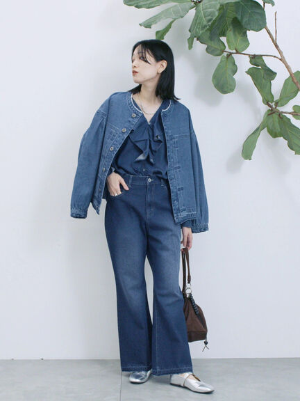 【ECO DENIM 】 フレアパンツ（チャコールグレー/ブルー/ネイビー）｜Samansa Mos2 blue（サマンサモスモス ブルー）通販