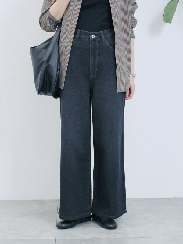 【ECO DENIM 】 ワイドストレートパンツ（チャコールグレー）｜Samansa Mos2 blue（サマンサモスモス ブルー）通販