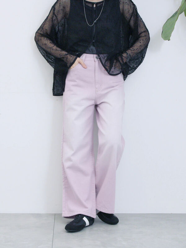 【ECO DENIM 】 ワイドストレートパンツ（ピンク）｜Samansa Mos2 blue（サマンサモスモス ブルー）通販