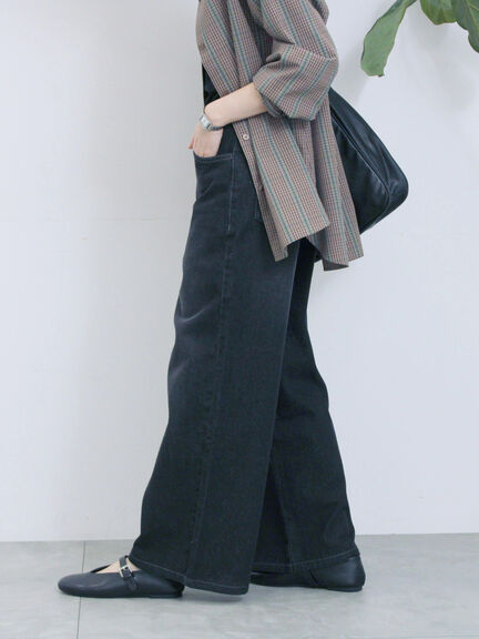 【ECO DENIM 】 ワイドストレートパンツ（チャコールグレー/ピンク/ブルー）｜Samansa Mos2 blue（サマンサモスモス ブルー）通販