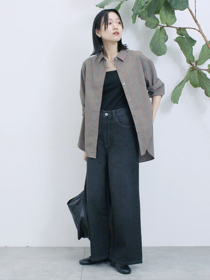 【ECO DENIM 】 ワイドストレートパンツ（チャコールグレー/ピンク/ブルー）｜Samansa Mos2 blue（サマンサモスモス ブルー）通販