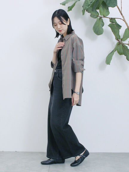 【ECO DENIM 】 ワイドストレートパンツ（チャコールグレー/ピンク/ブルー）｜Samansa Mos2 blue（サマンサモスモス ブルー）通販