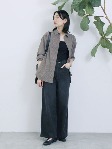 【ECO DENIM 】 ワイドストレートパンツ（チャコールグレー/ピンク/ブルー）｜Samansa Mos2 blue（サマンサモスモス ブルー）通販