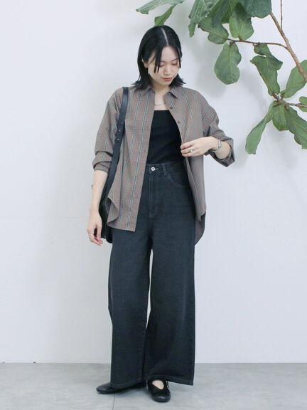 【ECO DENIM 】 ワイドストレートパンツ（チャコールグレー/ピンク/ブルー）｜Samansa Mos2 blue（サマンサモスモス ブルー）通販