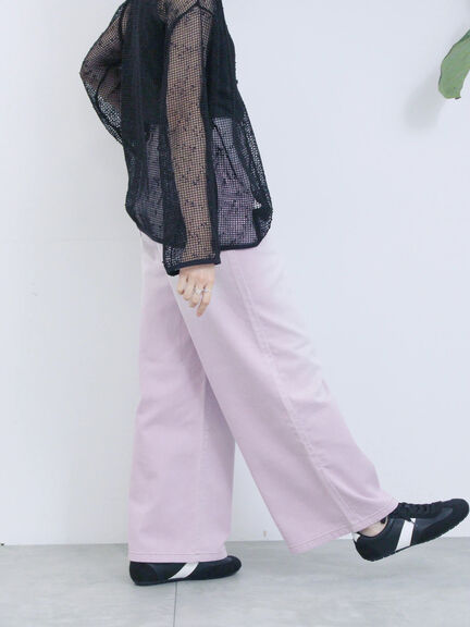 【ECO DENIM 】 ワイドストレートパンツ（チャコールグレー/ピンク/ブルー）｜Samansa Mos2 blue（サマンサモスモス ブルー）通販