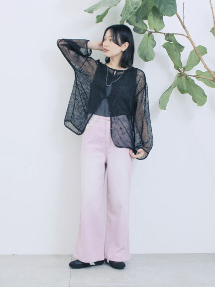 【ECO DENIM 】 ワイドストレートパンツ（チャコールグレー/ピンク/ブルー）｜Samansa Mos2 blue（サマンサモスモス ブルー）通販