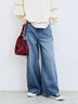 【ECO DENIM 】 ワイドストレートパンツ(チャコールグレー/ピンク/ブルー)|Samansa Mos2 blue(サマンサモスモス ブルー)通販