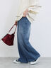 【ECO DENIM 】 ワイドストレートパンツ(チャコールグレー/ピンク/ブルー)|Samansa Mos2 blue(サマンサモスモス ブルー)通販