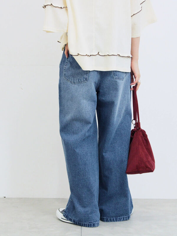 セール】 【ECO DENIM 】 ワイドストレートパンツ（チャコールグレー