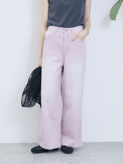 【ECO DENIM 】 ワイドストレートパンツ（チャコールグレー/ピンク/ブルー）｜Samansa Mos2 blue（サマンサモスモス ブルー）通販