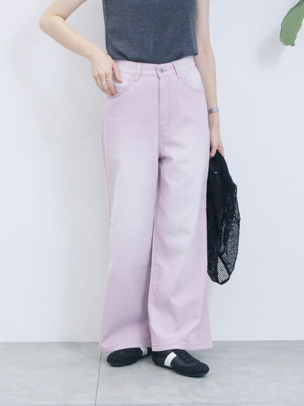 【ECO DENIM 】 ワイドストレートパンツ（チャコールグレー/ピンク/ブルー）｜Samansa Mos2 blue（サマンサモスモス ブルー）通販