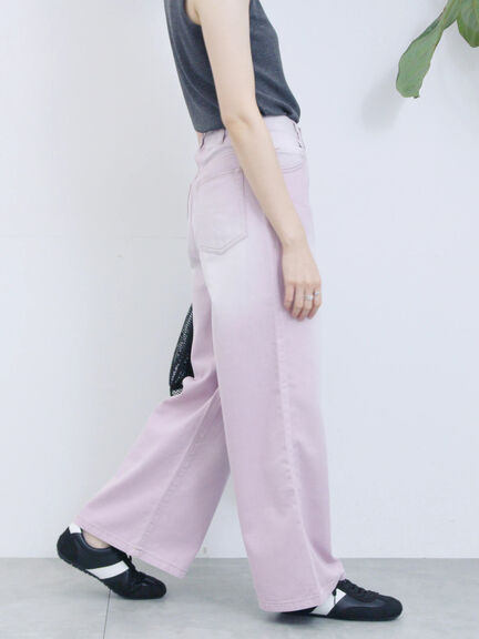 【ECO DENIM 】 ワイドストレートパンツ（チャコールグレー/ピンク/ブルー）｜Samansa Mos2 blue（サマンサモスモス ブルー）通販