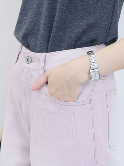 【ECO DENIM 】 ワイドストレートパンツ（チャコールグレー/ピンク/ブルー）｜Samansa Mos2 blue（サマンサモスモス ブルー）通販