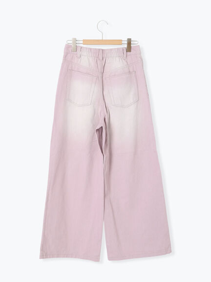 【ECO DENIM 】 ワイドストレートパンツ（チャコールグレー/ピンク/ブルー）｜Samansa Mos2 blue（サマンサモスモス ブルー）通販