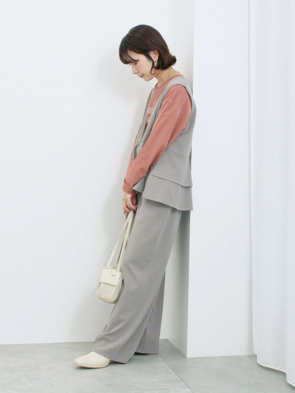 セール】 ストレートパンツ(セットアップ可)（グレー/チャコールグレー