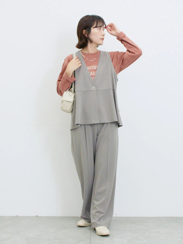 セール】 ストレートパンツ(セットアップ可)（グレー/チャコールグレー