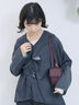 【ECO DENIM 】フリルブラウス（チャコールグレー/ブルー/ネイビー）｜Samansa Mos2 blue（サマンサモスモス ブルー）通販