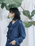 【ECO DENIM 】フリルブラウス（チャコールグレー/ブルー/ネイビー）｜Samansa Mos2 blue（サマンサモスモス ブルー）通販