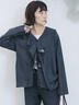【ECO DENIM 】フリルブラウス（チャコールグレー/ブルー/ネイビー）｜Samansa Mos2 blue（サマンサモスモス ブルー）通販