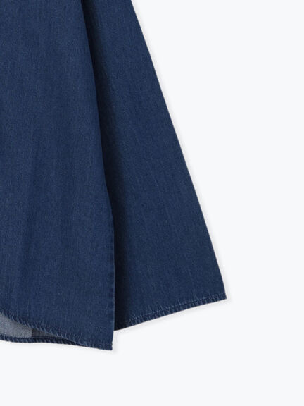 【ECO DENIM 】フリルブラウス（チャコールグレー/ブルー/ネイビー）｜Samansa Mos2 blue（サマンサモスモス ブルー）通販