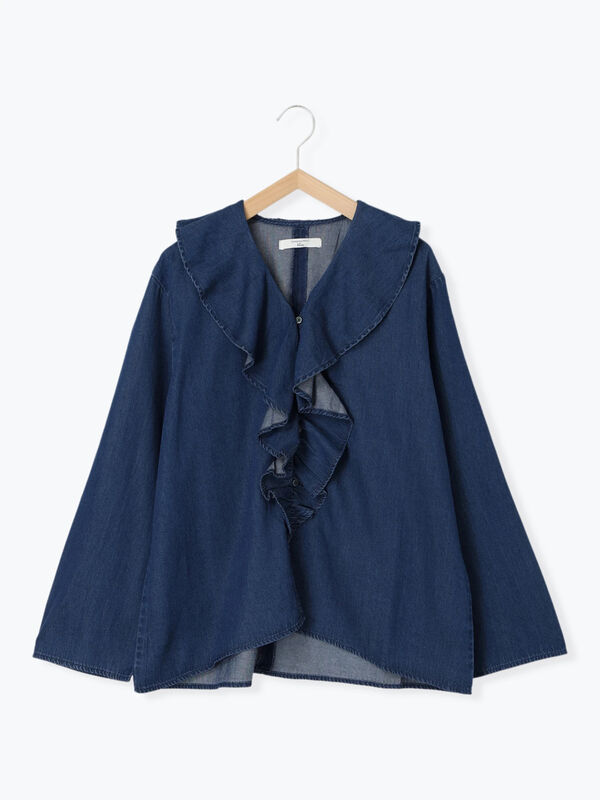 yori ヨリダブルフリルカラーブラウス　チャコールグレー　38 yori ヨリダブルフリルカラーブラウス チャコールグレー 38 レイヤード