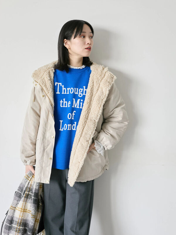 リバーシブルボアマウンテンパーカー（ライトベージュ）｜Samansa Mos2 blue（サマンサモスモス ブルー）通販