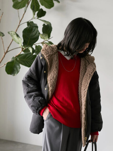 リバーシブルボアマウンテンパーカー（チャコールグレー/ライトベージュ/ベージュ）｜Samansa Mos2 blue（サマンサモスモス ブルー）通販