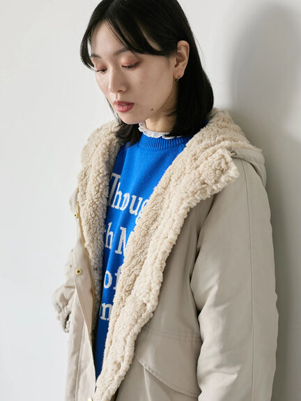 リバーシブルボアマウンテンパーカー（チャコールグレー/ライトベージュ/ベージュ）｜Samansa Mos2 blue（サマンサモスモス ブルー）通販