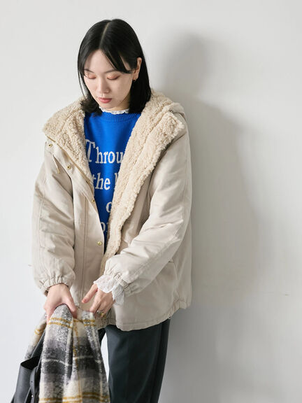 リバーシブルボアマウンテンパーカー（チャコールグレー/ライトベージュ/ベージュ）｜Samansa Mos2 blue（サマンサモスモス ブルー）通販