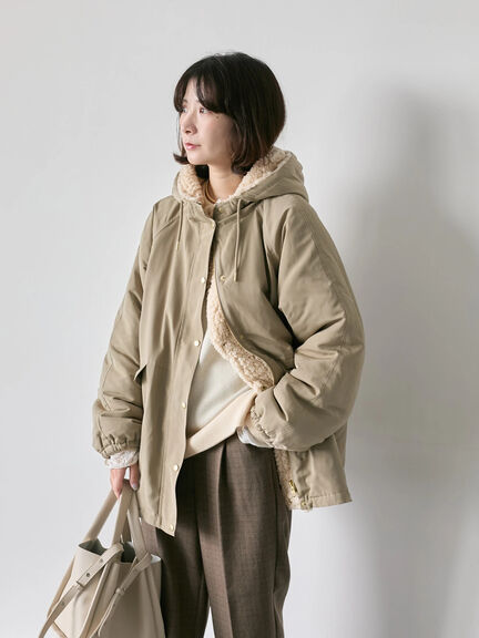 リバーシブルボアマウンテンパーカー（チャコールグレー/ライトベージュ/ベージュ）｜Samansa Mos2 blue（サマンサモスモス ブルー）通販