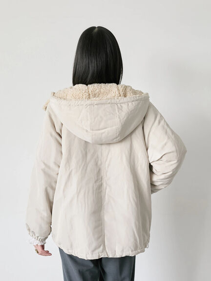 リバーシブルボアマウンテンパーカー（チャコールグレー/ライトベージュ/ベージュ）｜Samansa Mos2 blue（サマンサモスモス ブルー）通販