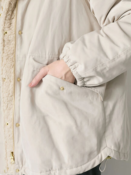 リバーシブルボアマウンテンパーカー（チャコールグレー/ライトベージュ/ベージュ）｜Samansa Mos2 blue（サマンサモスモス ブルー）通販