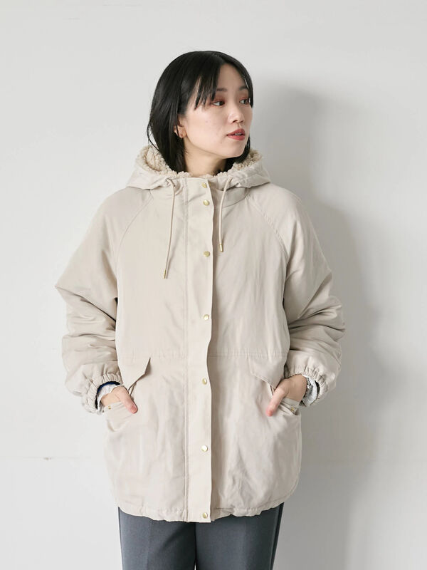 リバーシブルボアマウンテンパーカー（チャコールグレー/ライト