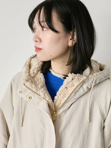 リバーシブルボアマウンテンパーカー（チャコールグレー/ライトベージュ/ベージュ）｜Samansa Mos2 blue（サマンサモスモス ブルー）通販